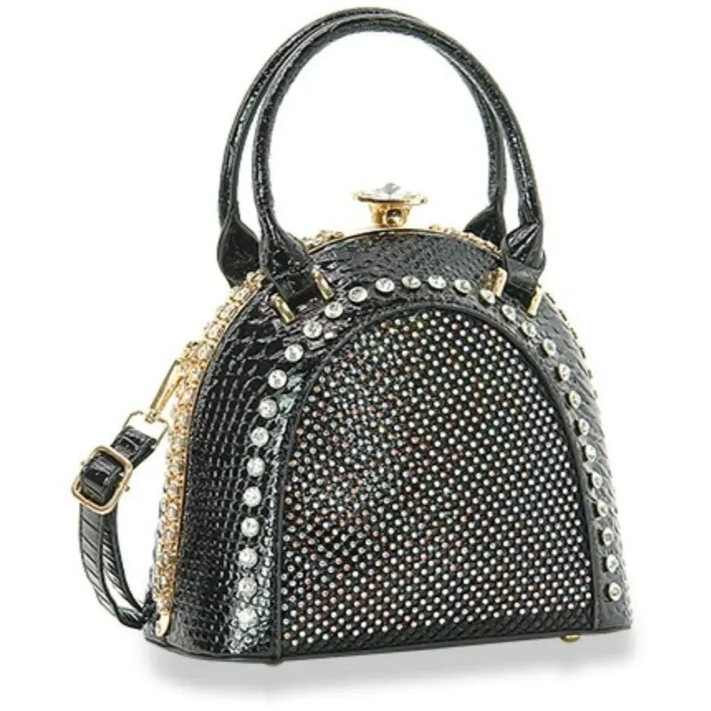 Iridescent Stone Accented Hand Tote Women Satchel Shoulder Tote Bag